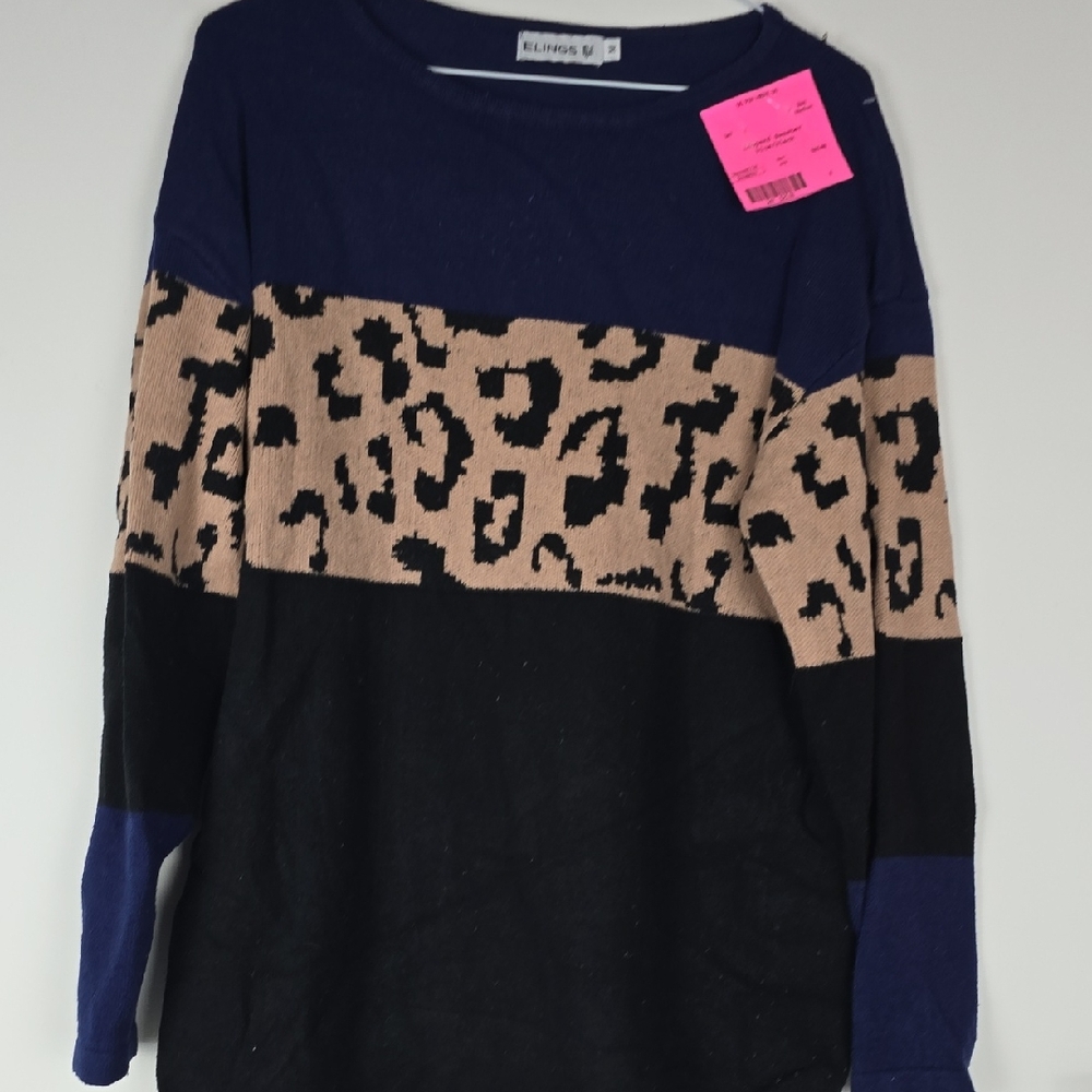 Leopard Print Colorblock Sweater
